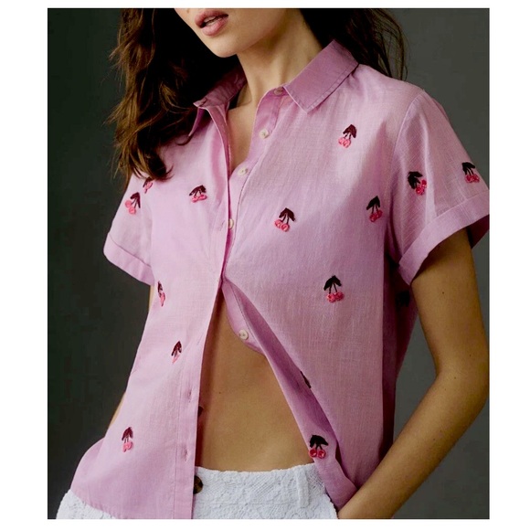 Maeve Tops - Anthropologie Maeve Cherry Surf Shirt, NWT